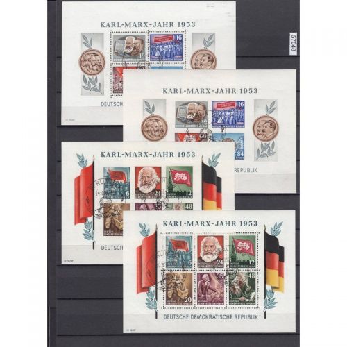 DDR 1953, Mich.-Nr.: 386-91 Block 8+9 A+B Y I gestempelt+gummi  geprüft  Attest