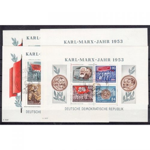 DDR 1953, Mich.-Nr.: 386-91 Block 8+9 A+B gestempelt  gummi