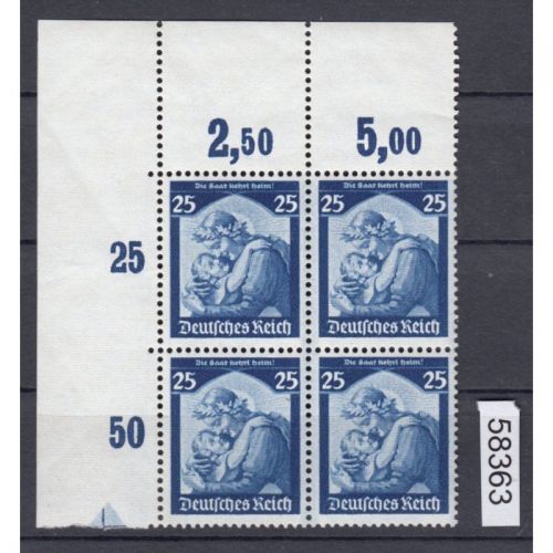 DR 1935, Mich.-Nr.: 568 ** Eckrand 4er.-Block