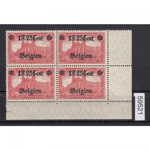 Belgien 1916, Mi.-Nr.23 II **   Eckrand 4er.-Block