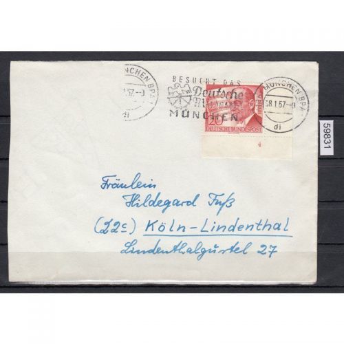 Berlin 1956, Mich.-Nr.: 156 Eckrand Formnummer 4  auf Brief  bedarf