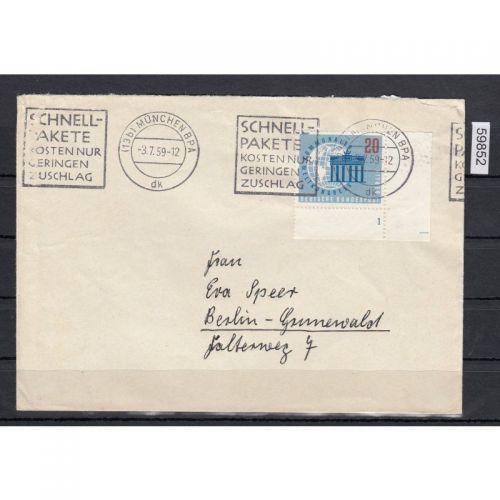 Berlin 1959, Mich.-Nr.: 189 Eckrand Formnummer 2  auf Brief  bedarf