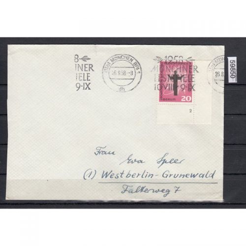 Berlin 1958, Mich.-Nr.: 180 Eckrand Formnummer 2  auf Brief  bedarf