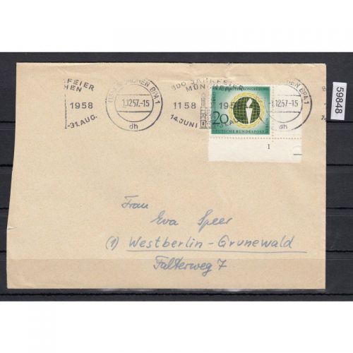 Berlin 1957, Mich.-Nr.: 177 Eckrand Formnummer 1  auf Brief  bedarf