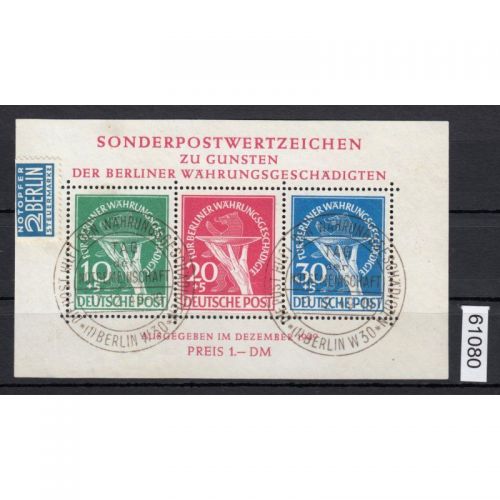 Berlin 1949, Mich.-Nr.:Block 1 II gestempelt Plattenfehler I geprüft  mangel  Lesen