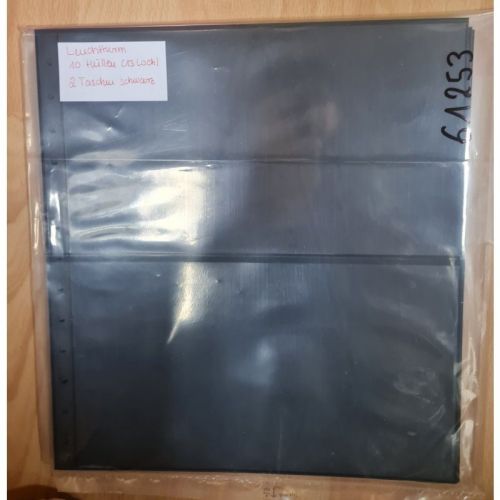Leuchtturm 10  Hüllen  schwarz  Ringbinder 13 Loch  2 er Teil/ Briefe gebraucht