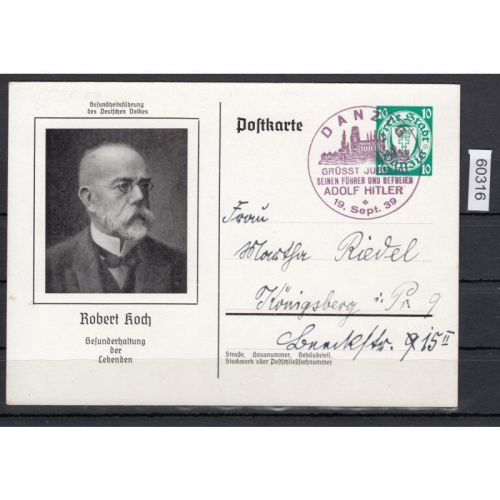 Danzig 1939 Mi.Nr. P 62 b 01  gestempelt Ganzsache Robert Koch