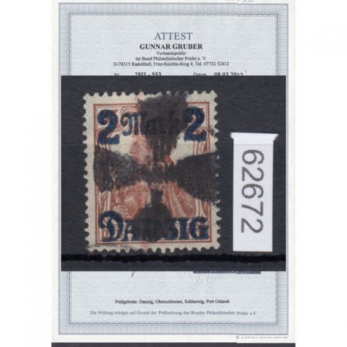 Danzig 1920 Mi. Nr. 28 II gestempelt geprüft  Attest