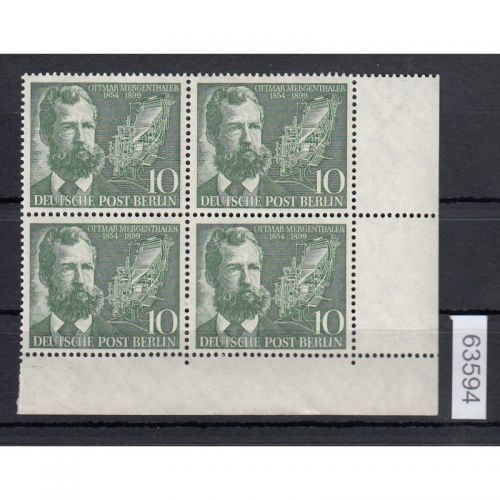 Berlin 1954, Mich.-Nr.: 117 ** Eckrand 4er,-Block