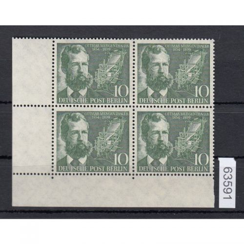 Berlin 1954, Mich.-Nr.: 117 ** Eckrand 4er,-Block