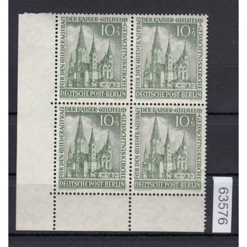 Berlin 1953, Mich.-Nr.: 107 ** Eckrand 4er-Block