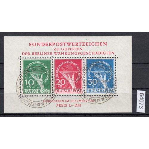 Berlin 1949, Mich.-Nr.:Block 1 gestempelt LUXUS+gummi geprüft  ERSTTAG