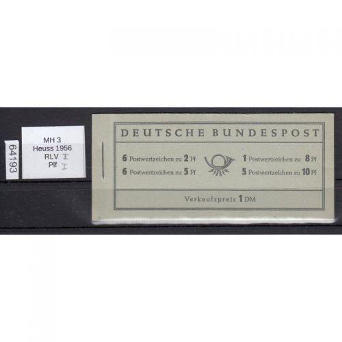 Bund 1956, Mich.-Nr.:   MH 3 ** RLV   I   Plattenfehler I   Mi. 150,00