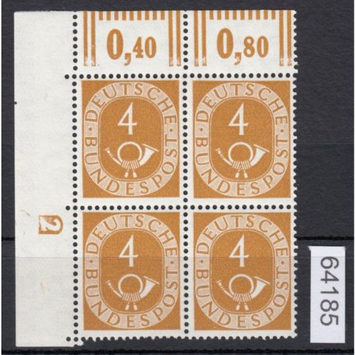 Bund 1951, Mich.-Nr.: 124 ** DZ 2 Eckrand 4er.-Block