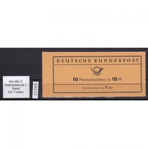 Bund 1960, Mich.-Nr.: MH 6 fb IV **  Rahmendruck 1