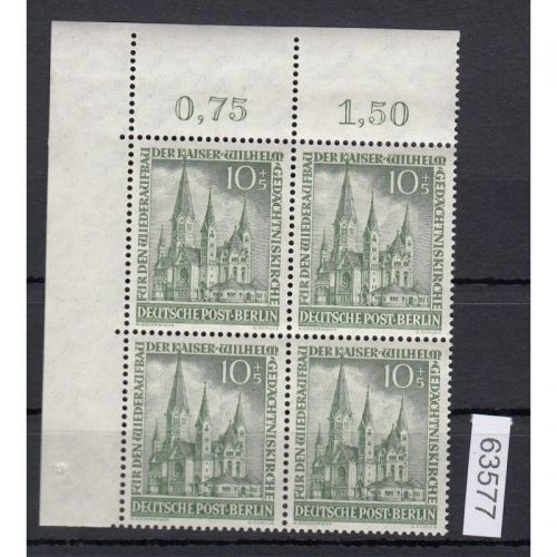 Berlin 1953, Mich.-Nr.: 107 ** Eckrand 4er-Block