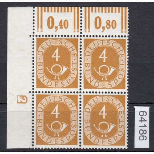 Bund 1951, Mich.-Nr.: 124 ** DZ 2 Eckrand 4er.-Block