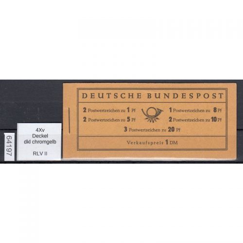 Bund 1958, Mich.-Nr.:   MH 4 Xv ** RLV   II    (Deckel dkl. chromgelb)