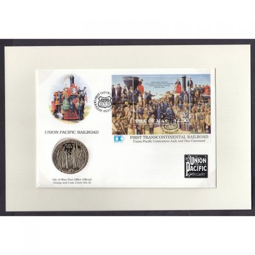Insel MAN  1992 Numisbrief   Isle of Man One Crown "Union Pacific Railroad"