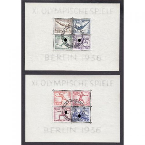 DR 1936, Mich.-Nr.: 624-631, Block 5 + 6  Stpl. "Fahrbares Postamt" + Gummi
