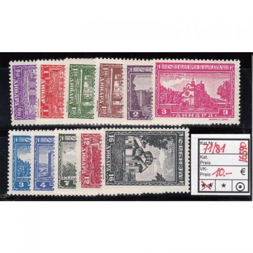 Serbien 1942, Mi.-Nr. 71-81 **