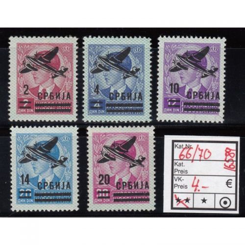 Serbien 1942, Mi.-Nr. 66-70 **