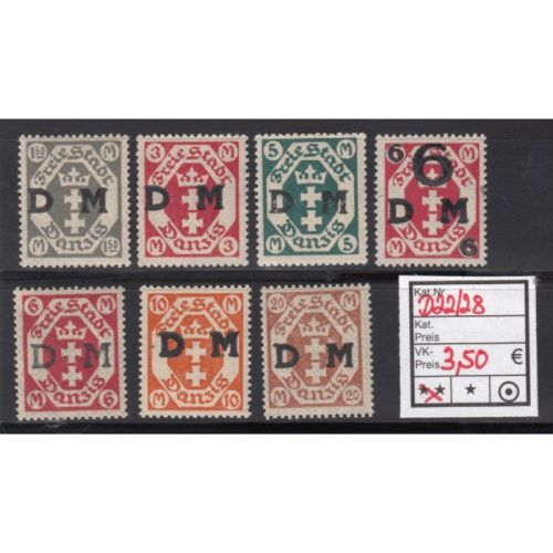 Danzig Dienst 1922 Mi.Nr. D 22-28 **