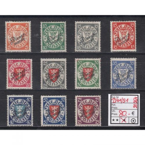 Danzig Dienst 1924 Mi.Nr. D 41-51 *