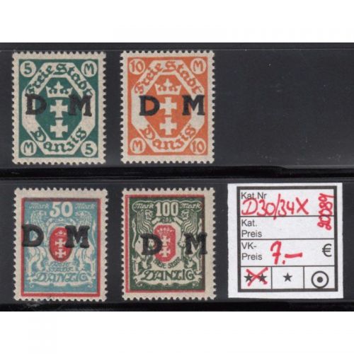 Danzig Dienst 1922 Mi.Nr. D 30-34 X **