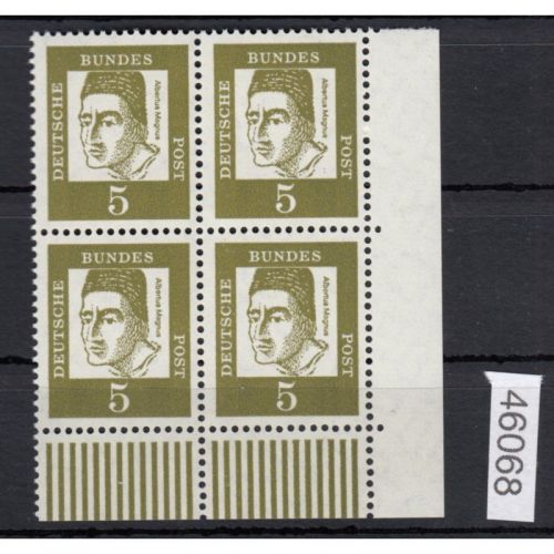 Bund 1961, Mich.-Nr.: 347 y **  II. (fette Wazenstriche) Eckrand  4er.-Block  RU