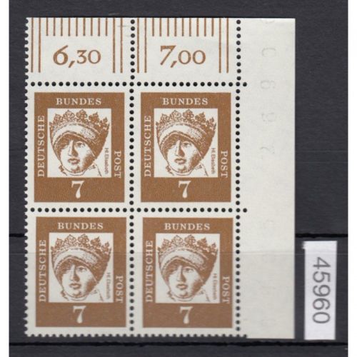 Bund 1961, Mich.-Nr.: 348 x **  Eckrand  4er.-Block  RO
