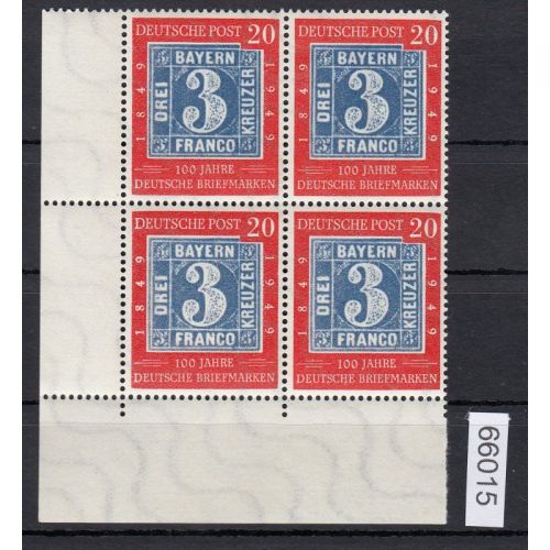 Bund 1949, Mich.-Nr.: 114 ** Eckrand 4er.-Block