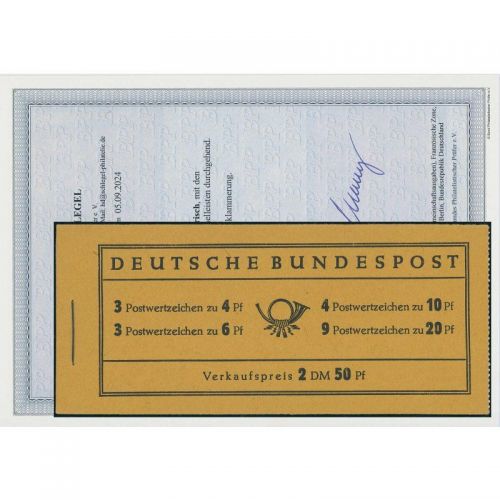 Bund 1951, Mich.-Nr.:  MH 1 ** RLV XXI b  geprüft  Attest