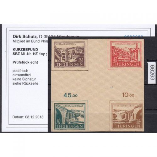 SBZ  1945 Mi.-Nr.:112-15 ** HZ 1 ay  Thüringen   geprüft   Befund