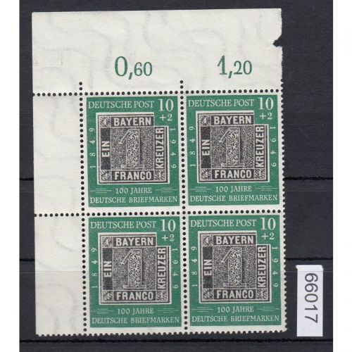 Bund 1949, Mich.-Nr.: 113 ** Eckrand 4er.-Block