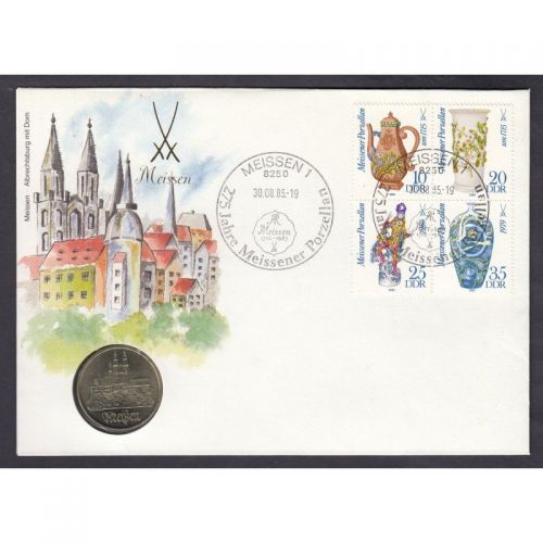 DDR 1985  Numisbrief 5 Mark DDR, 275 Jahre Meißener Porzellan