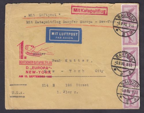 DR 1930, Mich.-Nr.:  Katapultpost  Bautzen - New York  lesen