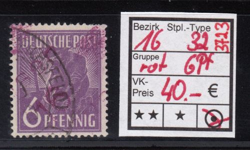 Bezirk 16 nr. 032 Ershausen 6 Pf gest. roter Aufdruck