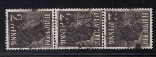 Bezirk 16 nr. 049a/b Gotha 2 Pf gest. senkr. 3er.-str