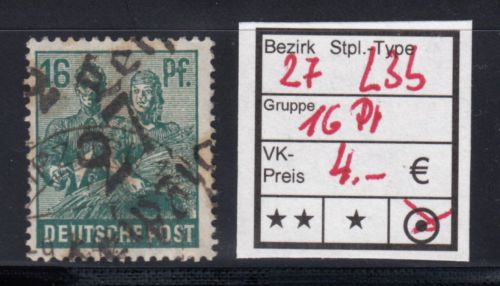 Bezirk 27 nr. 003b Leipzig gest. 16 Pf.   geprüft