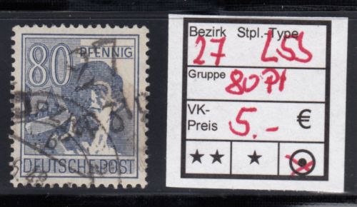Bezirk 27 nr. 005b Leipzig gest. 80 Pf.   geprüft