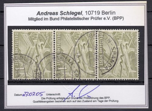 Berlin 1949, Mich.-Nr.: 57 b dreierstr. gestempelt Berlin Spandau geprüft  Befund