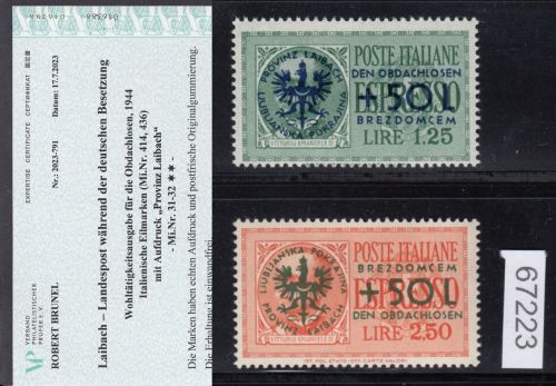 Laibach, Mi.-Nr. 31+32 **  LUXUS  geprüft  Attest