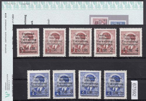 Montenegro, Mi.-Nr.  1-9 **  geprüft  Attest