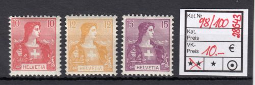 Schweiz 1907 : Mi.-Nr.:98-100 **
