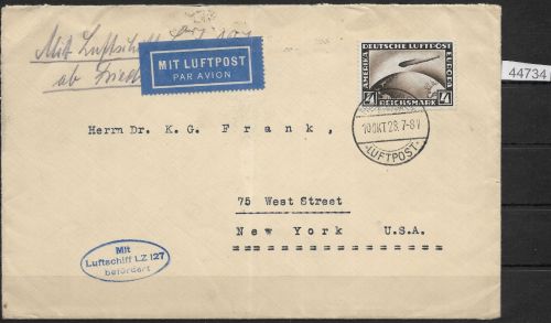 DR Zeppelinpost 1928 Mi. Nr. 424,   Amerikafahrt 1928, LZ 127
