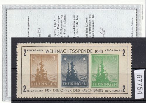 SBZ  1945 Mi.-Nr.:  Block 1 x ** (  Type II )  geprüft  Attest