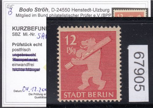 SBZ  1945 Mi.-Nr.:   5 AA wax **  geprüft  Befund   Michel 190,00
