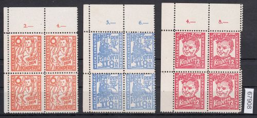 SBZ  1945 Mi.-Nr.:  26-28 **  Eckrand-4er.-Block