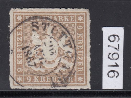 AD Württemberg 1865, Mich.-Nr.: 33 a gestempelt geprüft